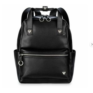 Black Official Disney Pin Flair Backpack NWT Faux Leather Vegan Leather